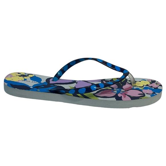 New Vera Bradley Flip Flop Womens L 9 10 Floral Thong Rubber Sole Sandal Blue - Picture 6 of 8